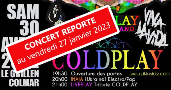 LIVEPLAY Tribute COLDPLAY est reporté au 27 Janvier 2023